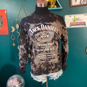 Bleach dyed Jack Daniels sweatshirt